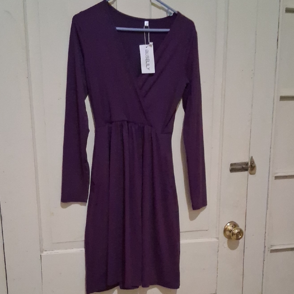 A New Day Deep Purple Long Sleeve Dress
